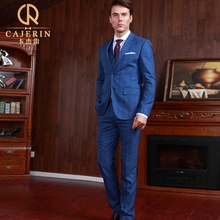 Brand clothing Blue Plaid2016 men formal business wedding groom suit set single breasted coat+vest+pant men slim fit prom suits