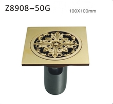 Free shipping Bathroom accessories German technology Gold-plated deodorant Brass square floor drain 100mm*100mm