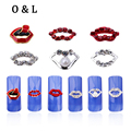 10pcs Sexy Nail Design Red Clear Rhinestone Lipstick 3d Metal Alloy Nail Art DIY Beauty Acrylic