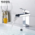 Bathroom waterfall faucet Brass Chrome surface Deck Mounted Waterfall tap Basin sink mixer Torneira Banheiro DONA4059