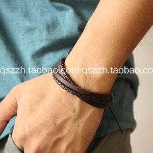 Image of Fashion vintage Bracelet british style Hemp rope strap genuine leather bracelet Men Bracelet for Women Jewelry