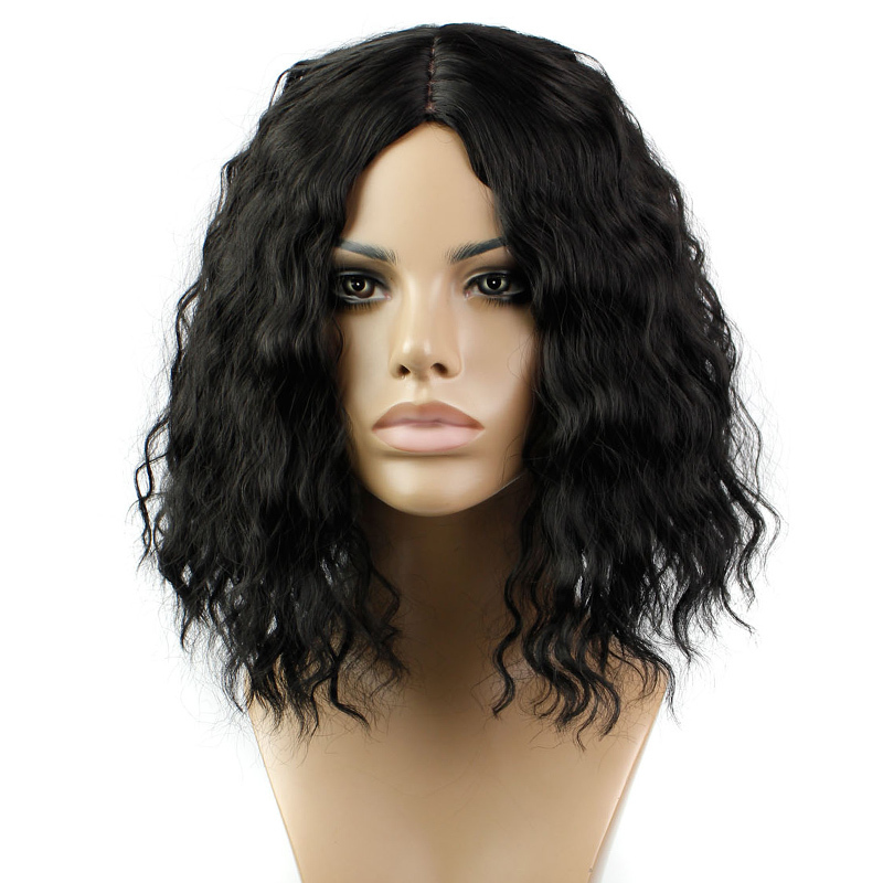 Image of Classic Fashion Womens Lady's Cheap Wig Short Curly Black Hair Wigs Full Wigs Heat Resistant Synthetic Hair wigs + Free Gift