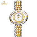 Luxury Brand Women Bracelet Watch Rhinestone Cycle Dial Fashion Ladies Gold Silver Female Quartz Watch Women