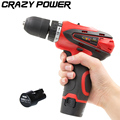 CRAZY POWER 12V Electric Drill 2 Batteries 2 Speed Cordless Screwdriver Electric Screwdriver Parafusadeira Furadeira Tool