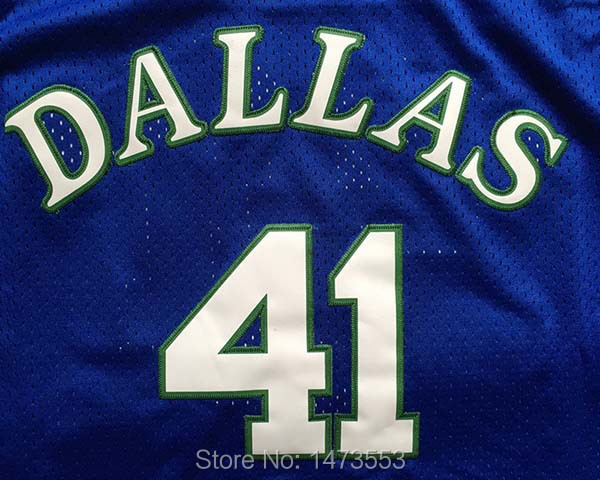 Dallas #41 Dirk Nowitzki Blue Throwback Jersey_02