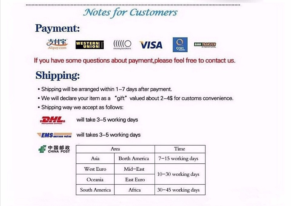 Payment& Shipping