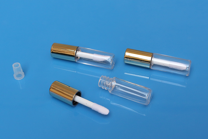 1.2ml transparent lip gloss tube/lip brush tube with gold top with