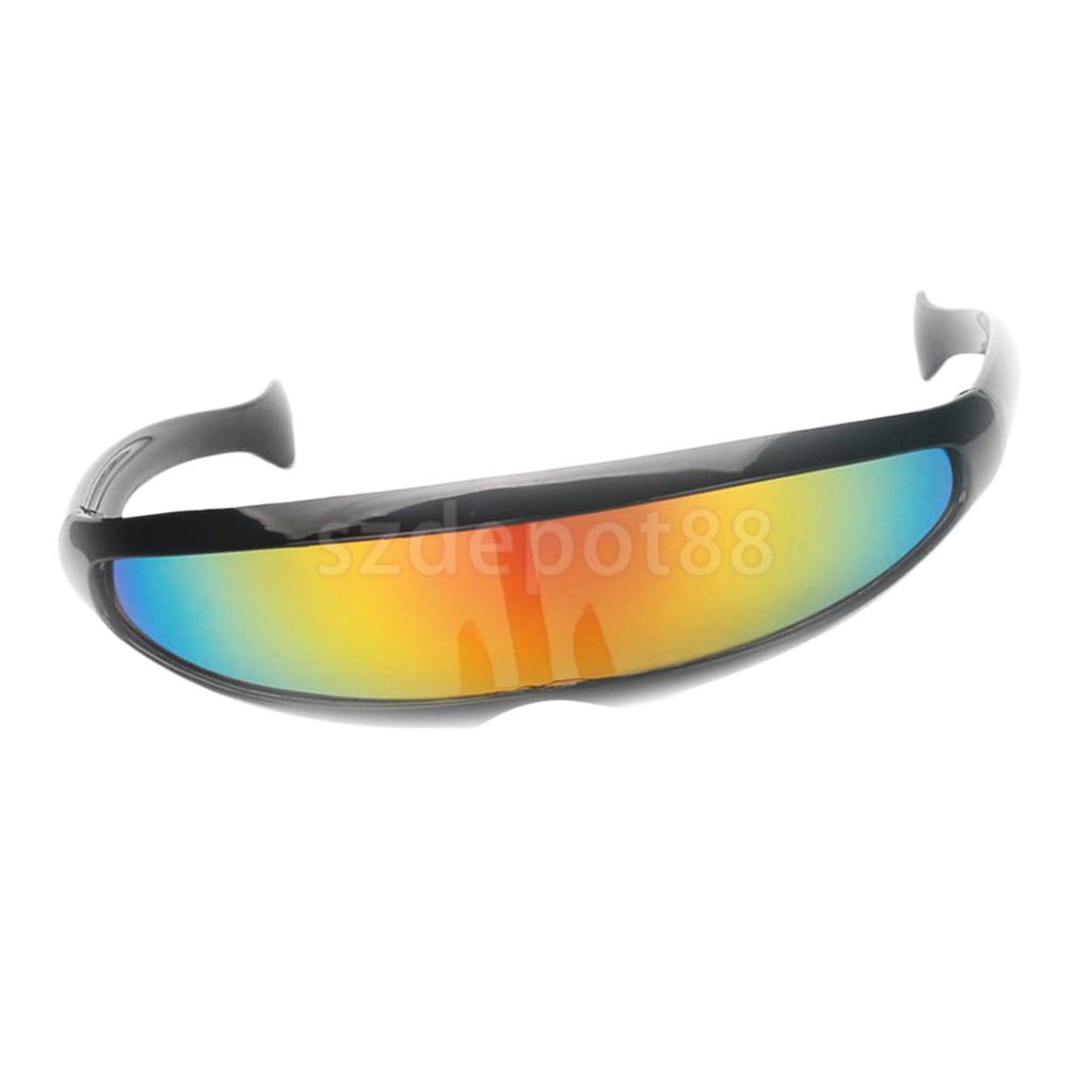 Kloware 4 Pieces Of Futuristic Sunglasses Mirrored Glasses Visor Party Glasses