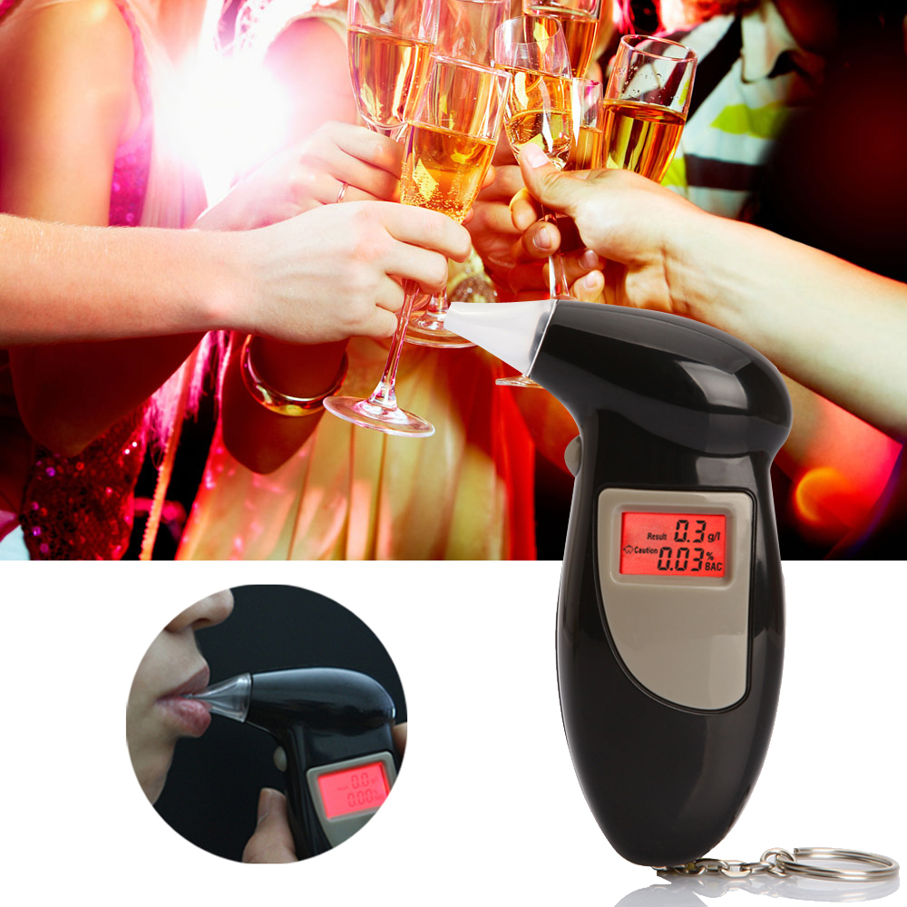 Factory Outlets 5 mouthpiece Digital LCD Backlit Display Key Chain Alcohol Tester Alcohol Breath Analyzer Digital