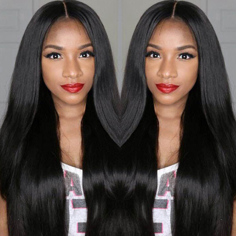 Image of 7A Brazilian Virgin Full Lace Human Hair Wigs Glueless Full Lace Front Wig Natural Black Straight Wigs for Black Women Free Part