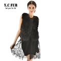 New Style Fashion Women Jacket High Quality Natural Raccoon Dog Fur Vest Patchwork With Genuine Leather