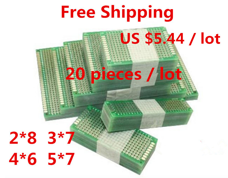 20pcs 5x7 4x6 3x7 2x8 cm Pcb Double-Sided Copper Prototype Universal PCB Board for Arduino