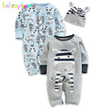 3 Piece 0 24Months Spring Autumn Baby Rompers Hat Cartoon Cute Infant Boys Girls Clothes 100