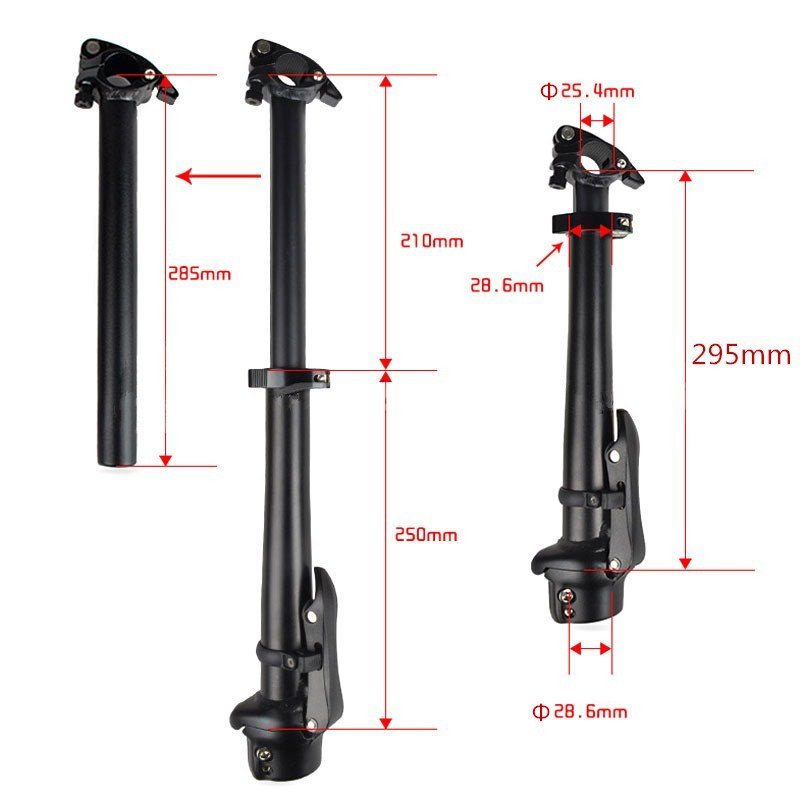 Folding Bike Stem Quick-Release Aluminum Alloy Adjustable Stem 25.4*28.6*460mm