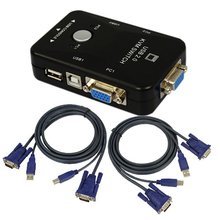 2 разъём(ов) USB 2.0 kvm-переключатель ж / 2 kvm-кабелей мышь клавиатура видео kvm-переключатель Kit