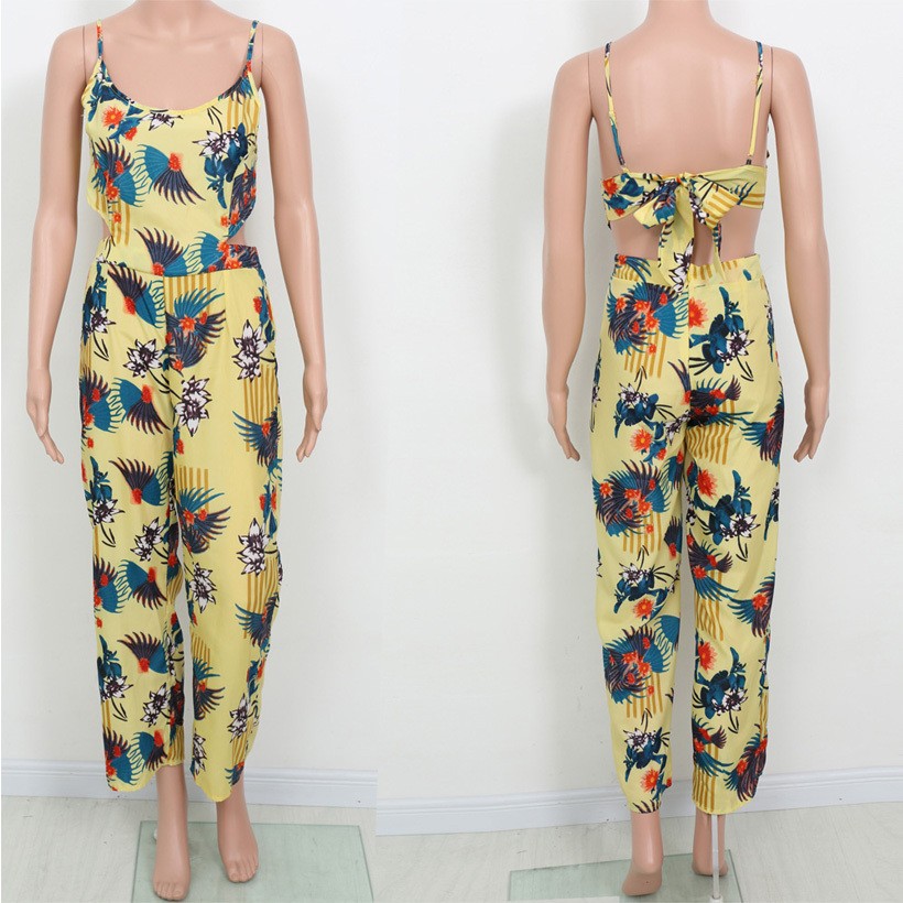 2015-fashion-rompers-womens-jumpsuit-yellow-printed-casual-spaghetti-strap-loose-Jumpsuits-long-length-flower-pattern