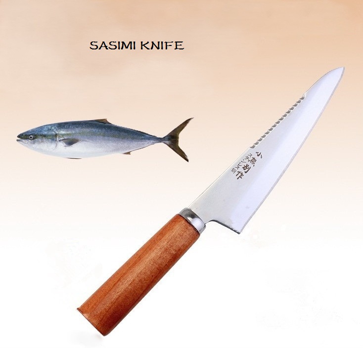 Household stainless steel sharp blade wood hanlde sashimi knives Korea
