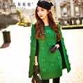 dabuwawa autumn and winter dress 2016 women s bright green new slim cape korean temperament bow