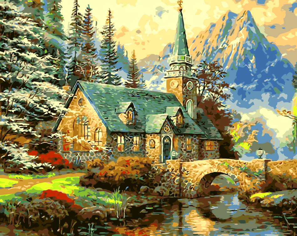 Frameless oil paint painting by numbers diy picture drawing coloring by