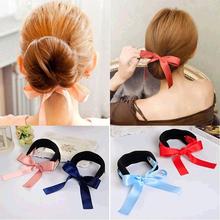 Silky Ribbon Bow Big & Small Size Black Sponge Hair Styling Tools Device Headbands Hair Ties Accessories for Women Headwear