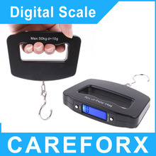 Negro LCD 50 kg Digital electrónica de viaje equipaje colgante del gancho del peso