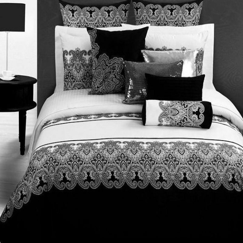 Black White style bedding set Retro printed Home Textile comforter