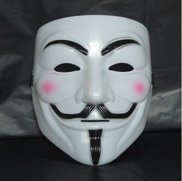 Guy fawkes white V vendetta team pink blood scar masquerade masks Halloween carnival Mask(adult size)
