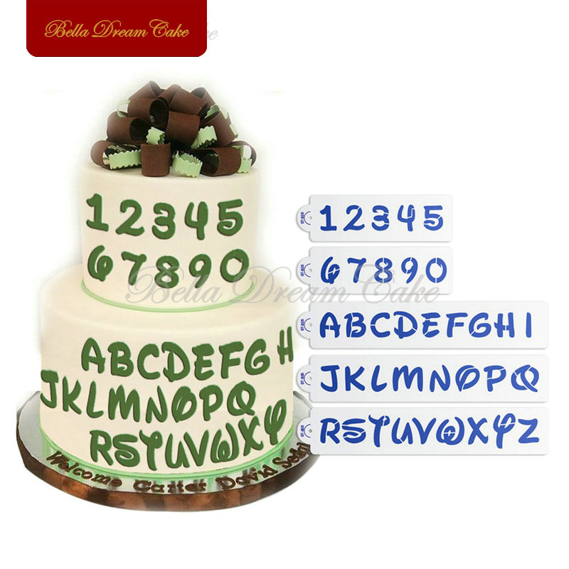 5pcs/set Big Size Number&Letter Stencil Fondant Cake ...