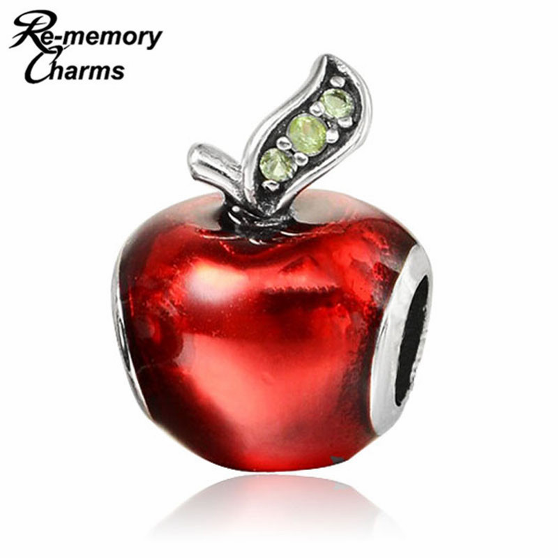 Image of Fashion Kralen Jewelry Red Enamel Beads Bijoux Apples Crystal Bead Charms Fit Pandora Bracelets Best Berloques Wholesale Beads