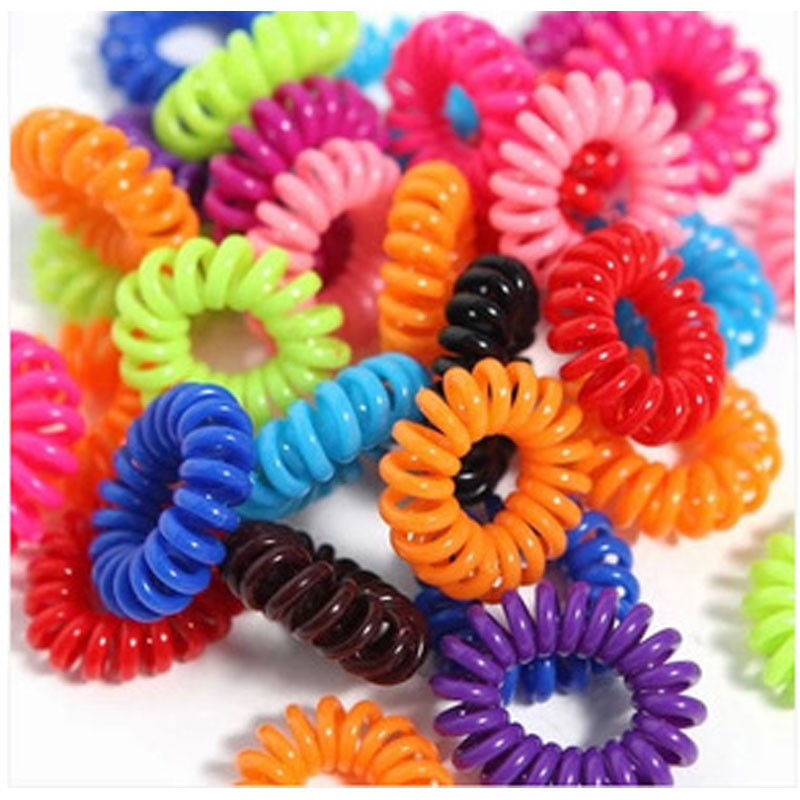 Image of 30PCS Hot Selling Plastic Hair Braider Head Colorful Rope Spiral Shape Hair Ties Hair Styling Tools Telephone Wire Accessories