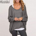 ZANZEA Blusas 2017 Women Blouses O neck Batwing Long Sleeve Casual Loose Solid Shirts Spring Autumn