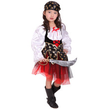 7 Sets/lot Free Shipping Children Girls Pirate Costumes Carnival Halloween Masquerade Party Kids Fancy Dress Cosplay Clothes