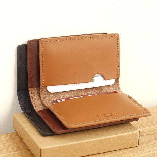 Image of LAN 100% genuine Cow leather men's bank card holder small credit card case slim card case