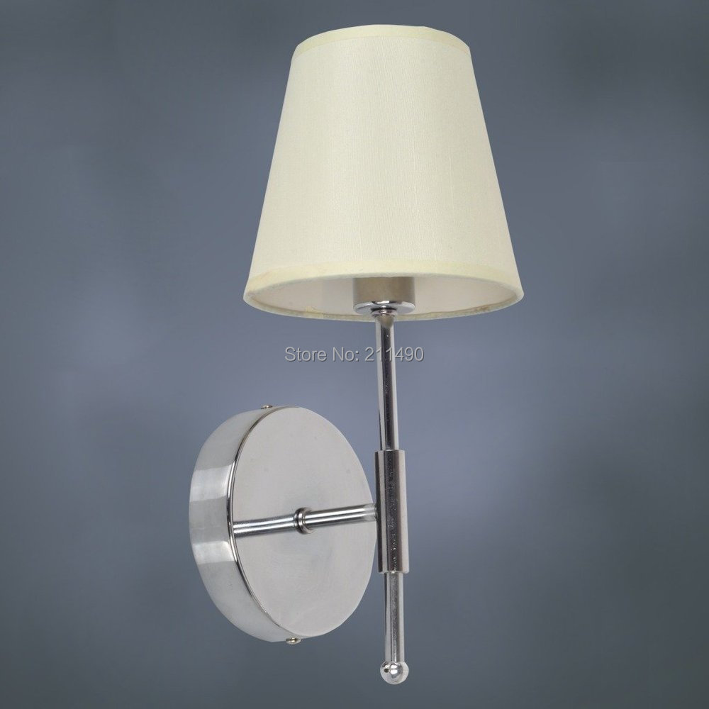 Modern White Fabic Shade Wall Lamp Max 60W With 1 Light Chrome Finish-in Wall Lamps from Lights ...