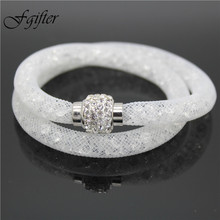 Hot Crystal Stardust Bracelet Double Wrap Bracelet with Shamballa Magnet Clasp Charming Women Jewelry