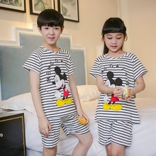 pijamas for boys girls summer baby pajama sets cartoon minion short sleeve sleepwear kids costume Low price Free shipping