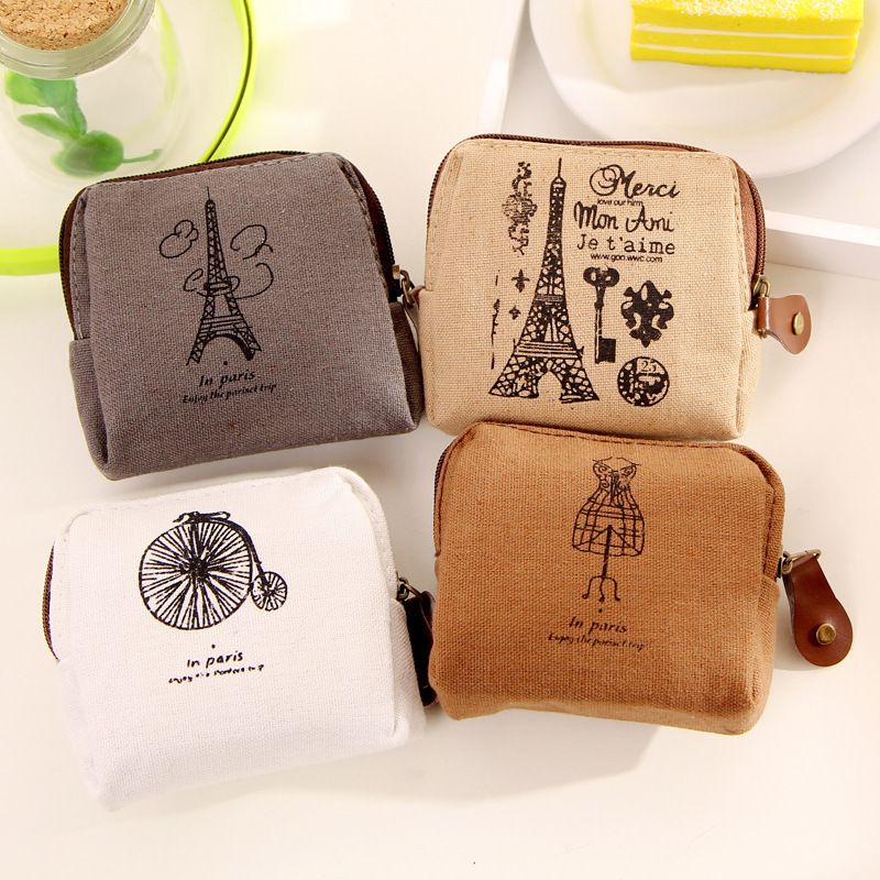 Image of Coin purses,Restoring ancient ways Paris memory canvas coin purses zero wallet child women change purse,lady zero wallets bag