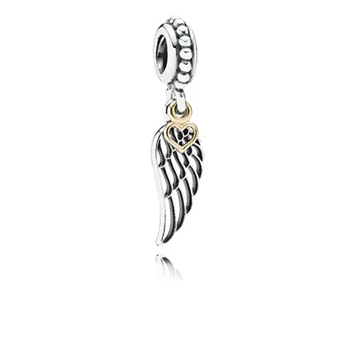Image of free shopping 100% 925 sterling silver pendant charm bead feathers Diy beads gold love fit Pandora female charm in conformity