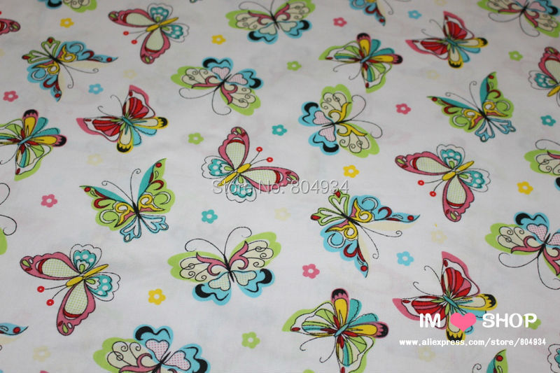 Free Ship 160cmx100cm Flying Butterfly green Cotton Fabric Patchwork Bedding Sheets Cloth Quilting Tilda Textile