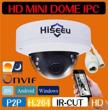 Free shipping 720P  1MP IR Mini Dome IP Camera ONVIF 2.0 Support Iphone Android IOS XMEYE H.264  HD Cctv P2P Camera Hiseeu