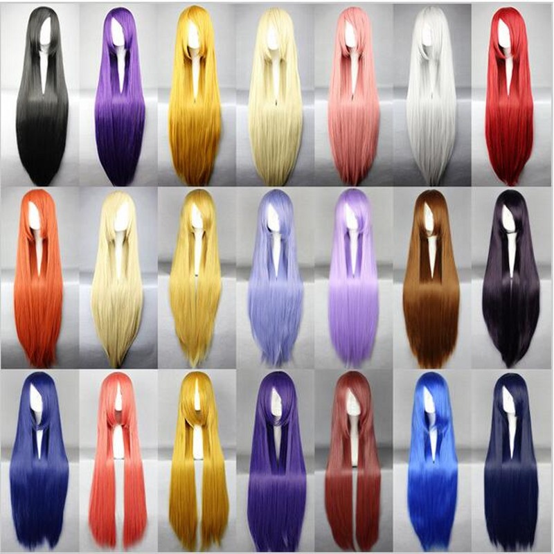 Image of 100 Cm Harajuku Anime Cosplay Wigs Young Long Straight Synthetic Hair Wig Bangs Blonde Costume Party Wigs For Women
