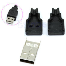 M112″New 10pcs Type A Male USB 4 Pin Plug Socket Connector With Black Plastic Cover