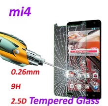 0.26mm Tempered Glass screen protector phone bags 9H Tempered 2.5D Glass cases protective film For xiaomi mi4
