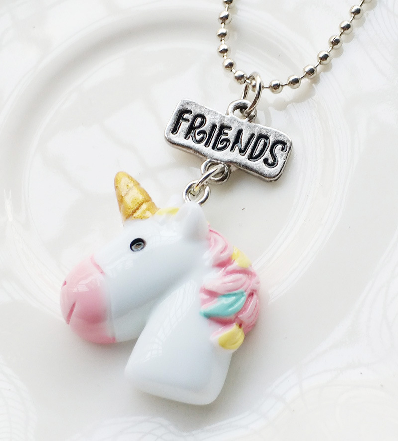 Kawaii Filles Enfants Bijoux Cheval Dessin Anime Couleur Licorne 2 Bff Collier Pendentif Animal Colliers Pour Cadeau Meilleurs Amis Enfants Garcon Aliexpress