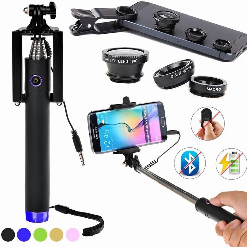 New-4in1-Macro-Lens-Mobile-Camera-Lens-Fish-Eye-Fisheye-with-Wired-Selfie-Stick-Pole-Monopod (1)