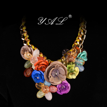Statement Necklaces Pendants Hot Sale Transparent Big Resin Crystal Flower Vintage Choker long Necklace women Fashion
