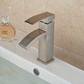 Free Shipping Bathroom Brushed Nickel Basin Sink Faucet Deck Mounted Single Handle Basin Mixer Tap
