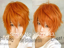 Wholesale free shipping >>Vogue short Orange straight cosplay men’s hair full wig/wigs