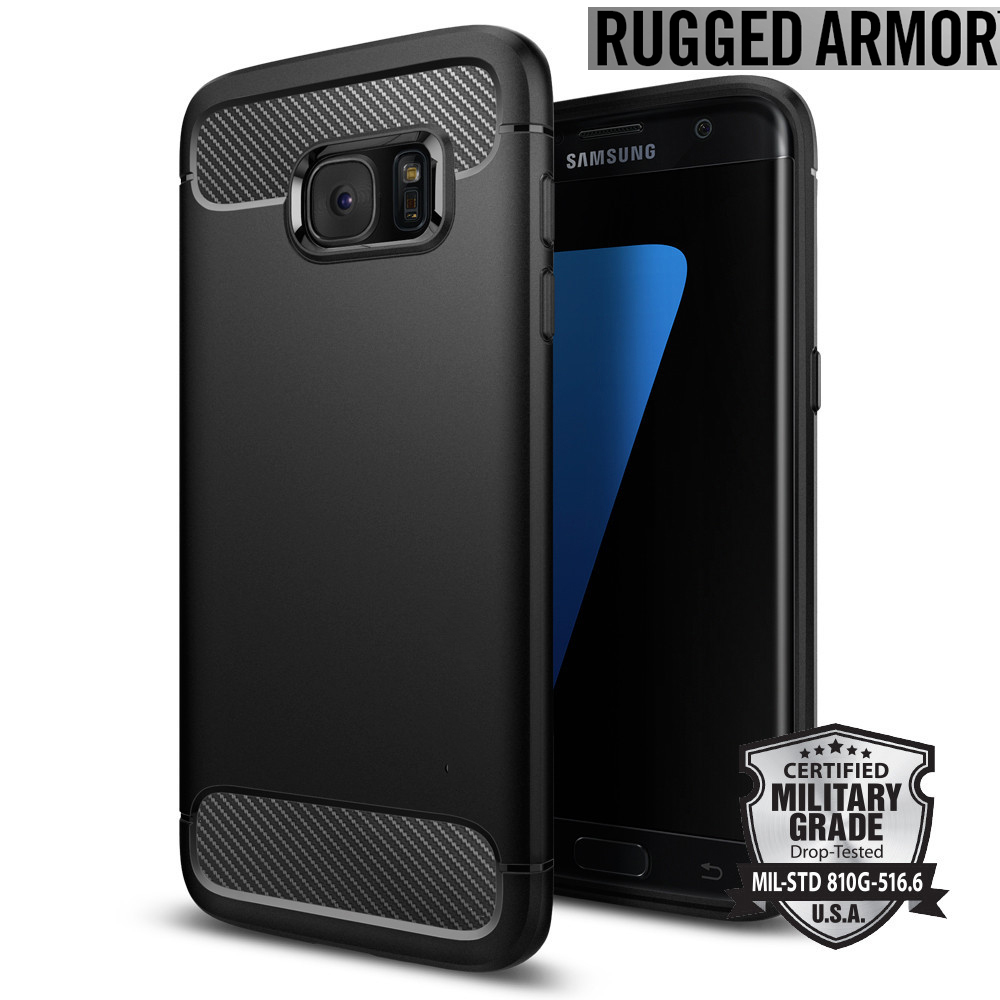 Image of Original SGP Case For Samsung Galaxy S7 / Galaxy S7 Edge Rugged Armor Flexible TPU Carbon Fiber Textures Back Cover