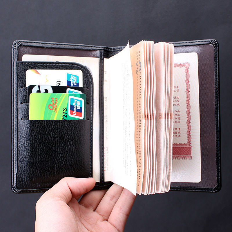 Image of Hot fashion passport credit holder men PU leather passport cover pouch case multifunctional travel storage ticket Flights clips